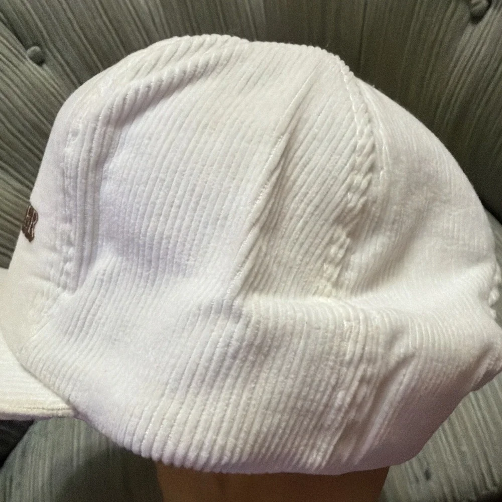 Vintage White Corduroy Hat New England Farmers New Never Worn Horse Plowing